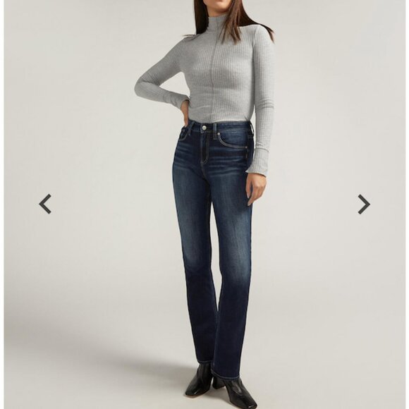 Silver Jeans Avery High Rise Slim Boot (Dark Wash) - Picture 3 of 7